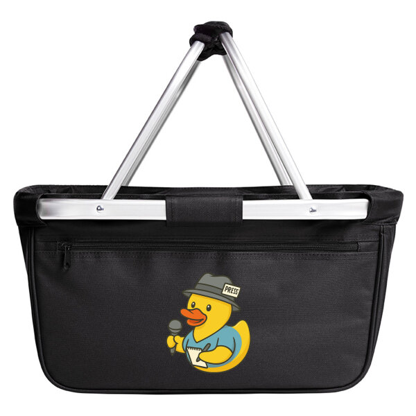 Einkaufskorb faltbar Quietscheente Journalismus Comic Gummiente 20 Liter Black