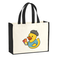 Jutetasche Quietscheente Grafikdesign Comic Gummiente 21...