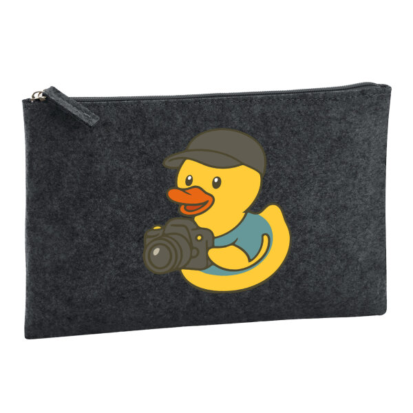 Kulturbeutel Quietscheente Fotografie Comic Gummiente 1 Liter Charcoal
