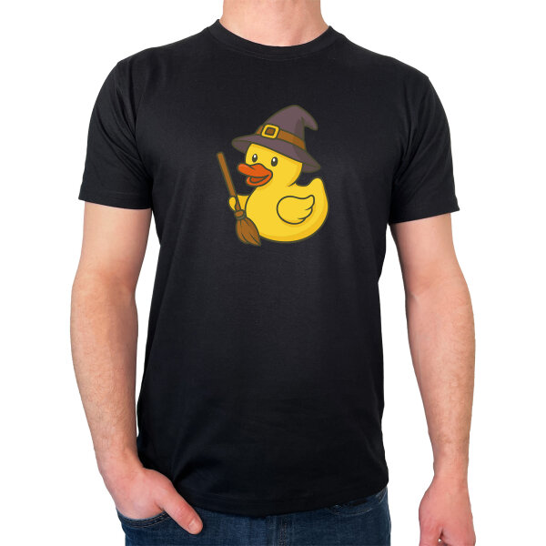 Herren T-Shirt Quietscheente Hexe Comic Gummiente