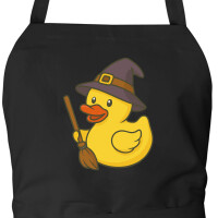 Schürze Quietscheente Hexe Comic Gummiente mit Taschen
