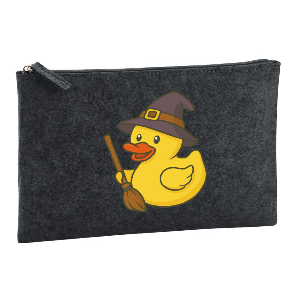 Kulturbeutel Quietscheente Hexe Comic Gummiente 1 Liter Charcoal