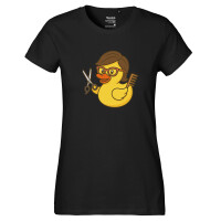 Damen T-Shirt Quietscheente Friseurin Comic Gummiente