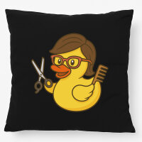 Kissen Quietscheente Friseurin Comic Gummiente 40x40cm