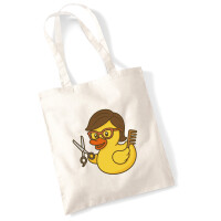 Jutebeutel Quietscheente Friseurin Comic Gummiente 10 Liter