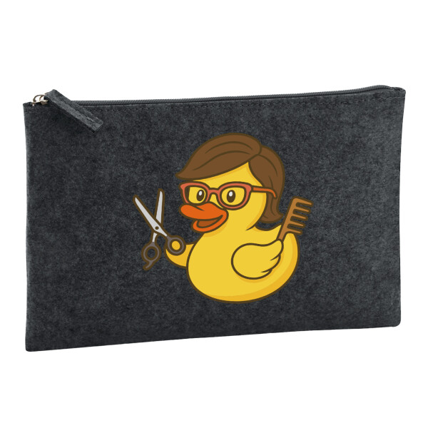 Kulturbeutel Quietscheente Friseurin Comic Gummiente 1 Liter Charcoal