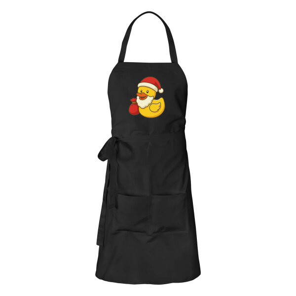Schürze Quietscheente Weihnachtsmann Comic Gummiente mit Taschen