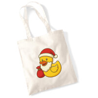Jutebeutel Quietscheente Weihnachtsmann Comic Gummiente...