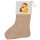 Weihnachtsstrumpf Quietscheente Weihnachtsmann Comic Gummiente Beige Jute