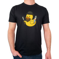 Herren T-Shirt Quietscheente Barbershop Comic Gummiente