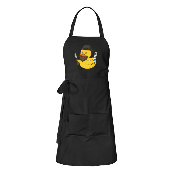 Schürze Quietscheente Barbershop Comic Gummiente mit Taschen