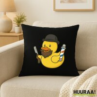 Kissen Quietscheente Barbershop Comic Gummiente 40x40cm