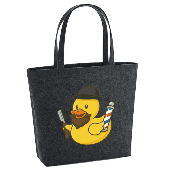 Filz Shopper Quietscheente Barbershop Comic Gummiente 22 Liter