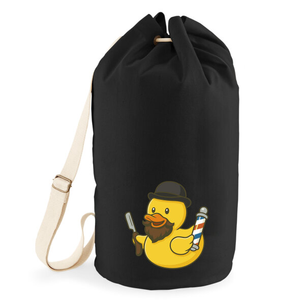 Seesack Quietscheente Barbershop Comic Gummiente 20 Liter Black