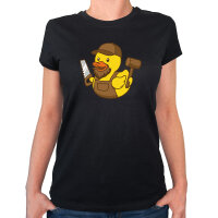 Damen T-Shirt Quietscheente Schreinerei Comic Gummiente