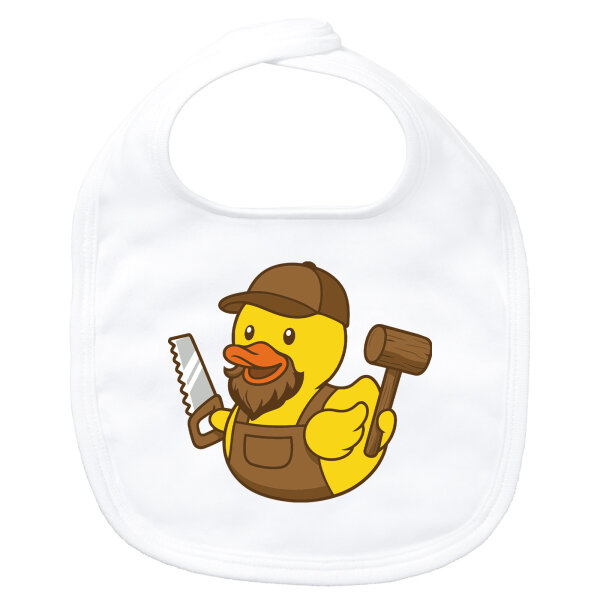 Baby Lätzchen Quietscheente Schreinerei Comic Gummiente Klettverschluss