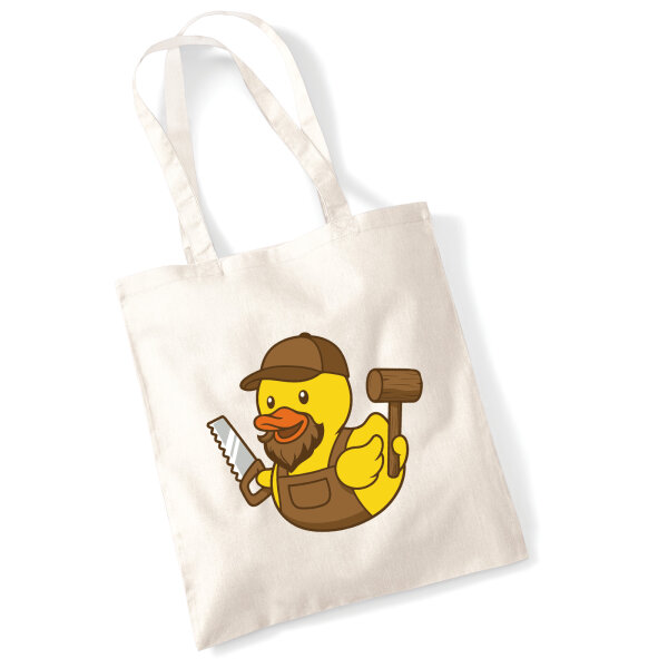 Jutebeutel Quietscheente Schreinerei Comic Gummiente 10 Liter