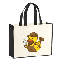 Jutetasche Quietscheente Schreinerei Comic Gummiente 21...