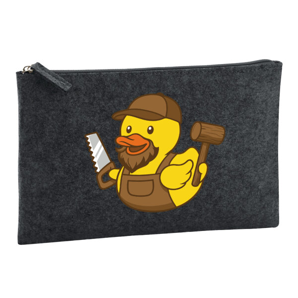 Kulturbeutel Quietscheente Schreinerei Comic Gummiente 1 Liter Charcoal