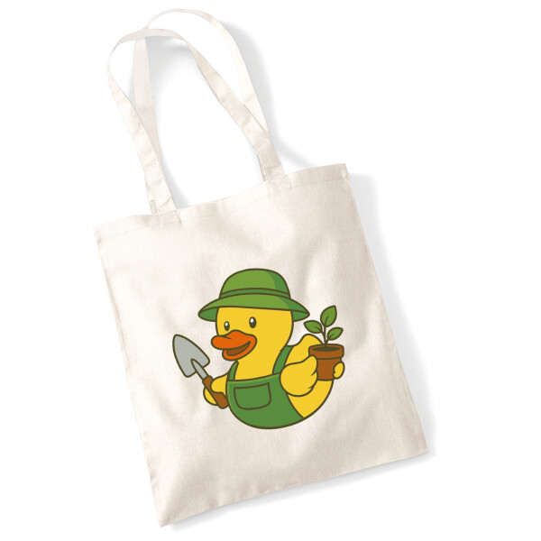 Jutebeutel Quietscheente Gartenbau Comic Gummiente 10 Liter