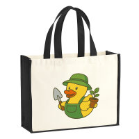 Jutetasche Quietscheente Gartenbau Comic Gummiente 21...