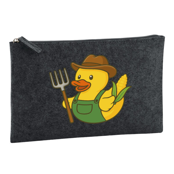 Kulturbeutel Quietscheente Landwirtschaft Comic Gummiente 1 Liter Charcoal