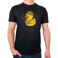 Herren T-Shirt Quietscheente Angler Comic Gummiente