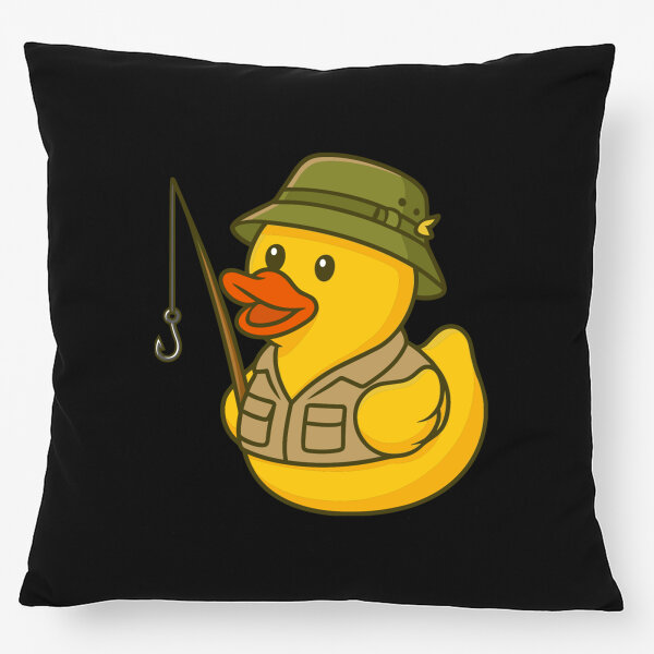 Kissen Quietscheente Angler Comic Gummiente 40x40cm