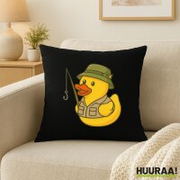 Kissen Quietscheente Angler Comic Gummiente 40x40cm