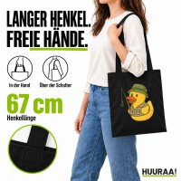 Jutebeutel Quietscheente Angler Comic Gummiente 10 Liter