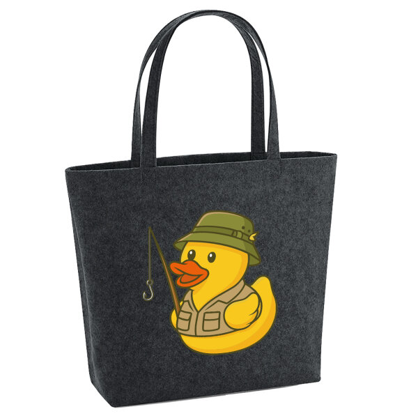 Filz Shopper Quietscheente Angler Comic Gummiente 22 Liter