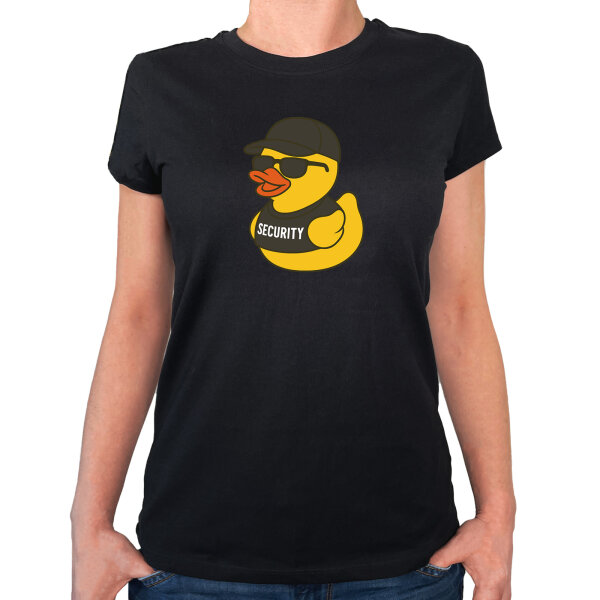 Damen T-Shirt Quietscheente Security Comic Gummiente