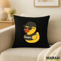 Kissen Quietscheente Security Comic Gummiente 40x40cm