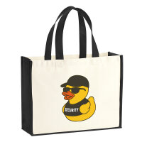Jutetasche Quietscheente Security Comic Gummiente 21...