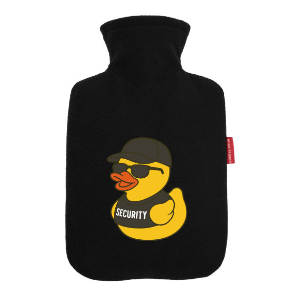 Wärmflasche Quietscheente Security Comic Gummiente