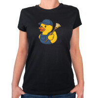 Damen T-Shirt Quietscheente Hausmeister Comic Gummiente