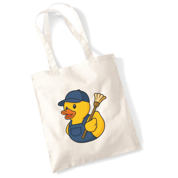 Jutebeutel Quietscheente Hausmeister Comic Gummiente 10 Liter