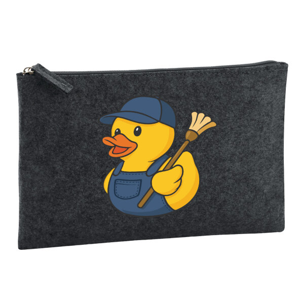 Kulturbeutel Quietscheente Hausmeister Comic Gummiente 1 Liter Charcoal