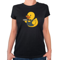 Damen T-Shirt Quietscheente Gastronomie Comic Gummiente