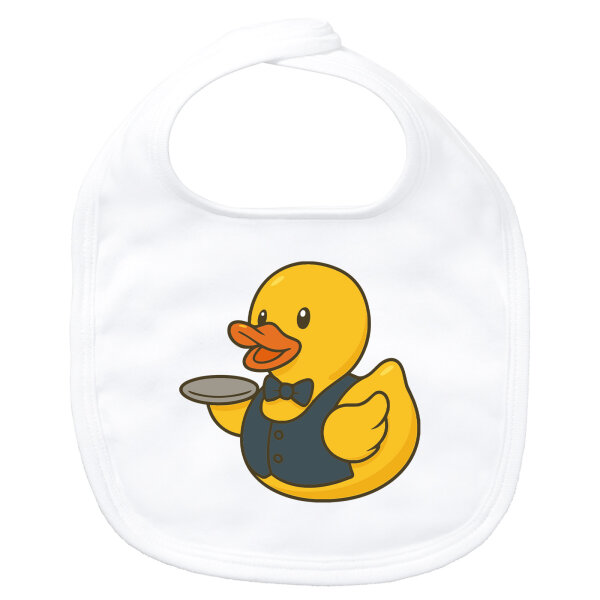 Baby Lätzchen Quietscheente Gastronomie Comic Gummiente Klettverschluss