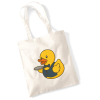 Jutebeutel Quietscheente Gastronomie Comic Gummiente 10...