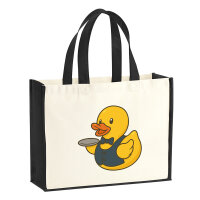Jutetasche Quietscheente Gastronomie Comic Gummiente 21...