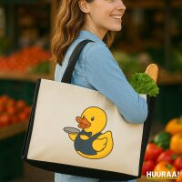 Jutetasche Quietscheente Gastronomie Comic Gummiente 21...