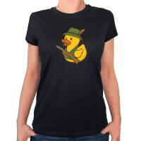 Damen T-Shirt Quietscheente Jäger Comic Gummiente