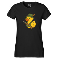 Damen T-Shirt Quietscheente Jäger Comic Gummiente