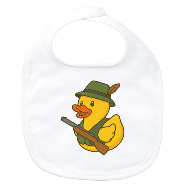 Baby Lätzchen Quietscheente Jäger Comic Gummiente Klettverschluss