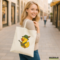 Jutebeutel Quietscheente Jäger Comic Gummiente 10 Liter