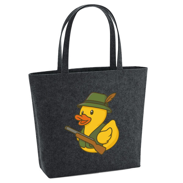 Filz Shopper Quietscheente Jäger Comic Gummiente 22 Liter