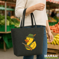 Filz Shopper Quietscheente Jäger Comic Gummiente 22...