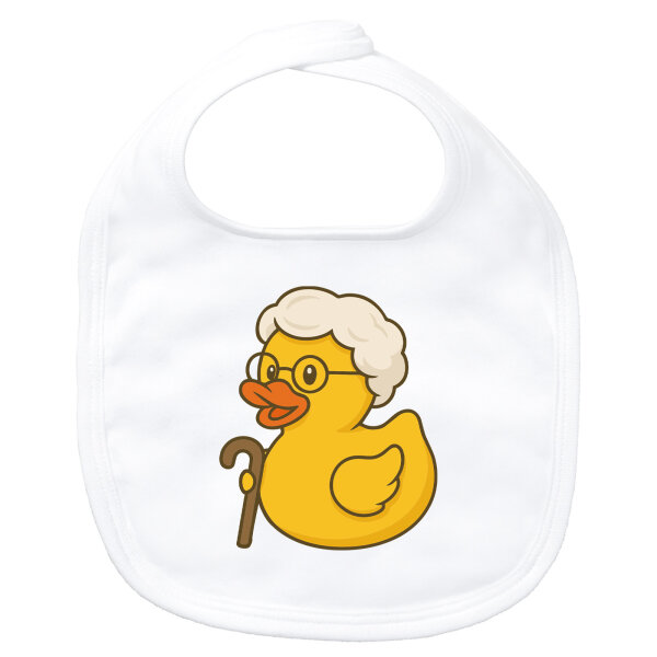 Baby Lätzchen Quietscheente Rente Comic Gummiente Klettverschluss